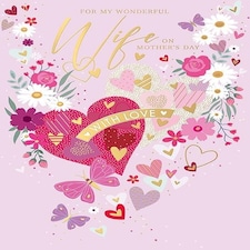 Words 'n' Wishes Mother's Day Card to my Wife on Mother's Day, 23.5 x 16.5 cms, Multi-coloured