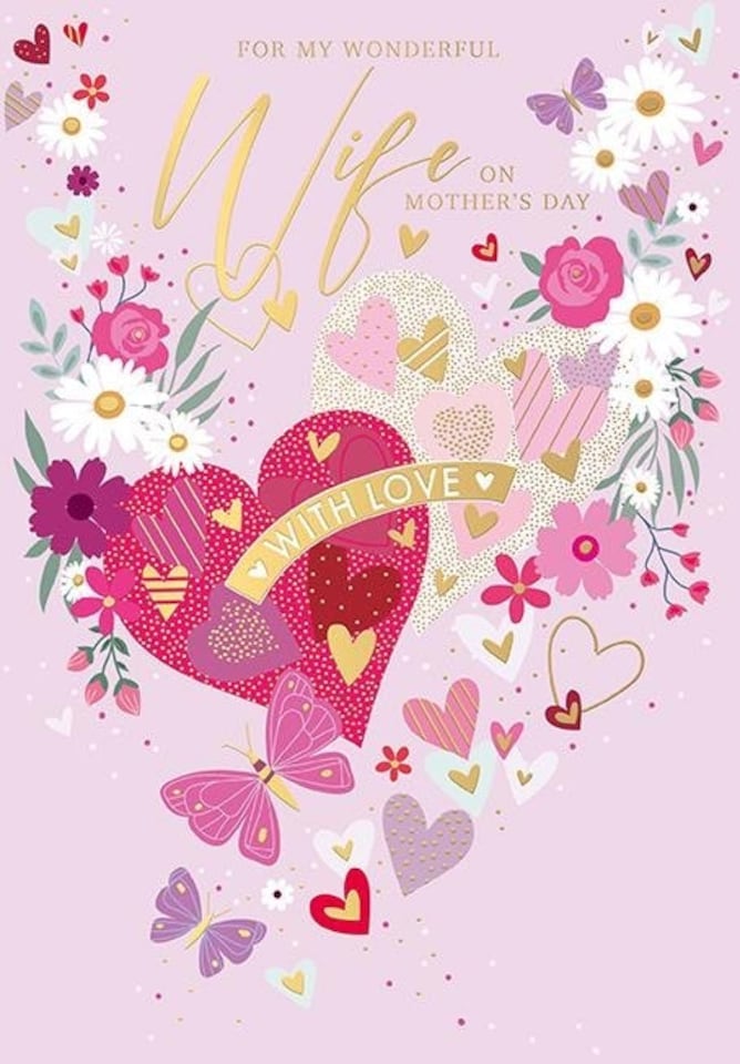 image 1 of Words 'n' Wishes Mother's Day Card to my Wife on Mother's Day, 23.5 x 16.5 cms, Multi-coloured