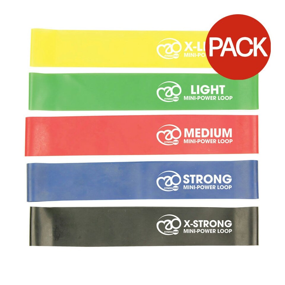 image 1 of Fitness Mad Mini Power Loop Resistance Band (Pack of 5) - Multicoloured - One Size