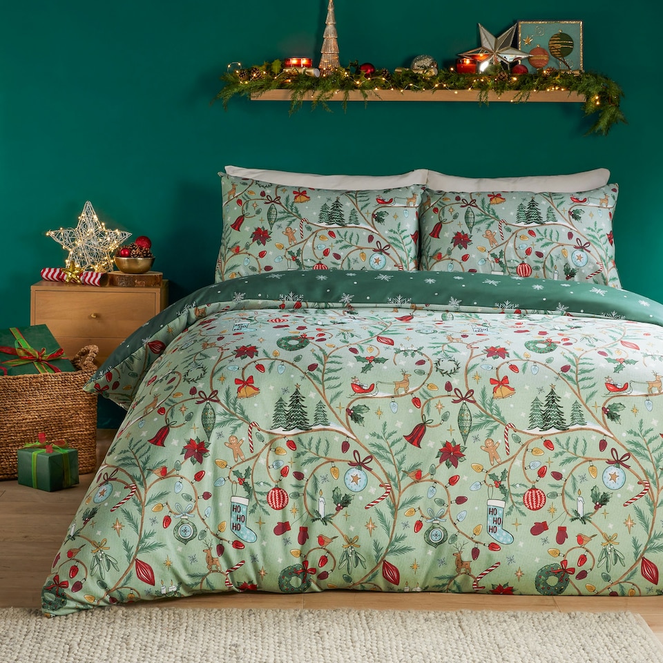image 1 of Duvet Day Noelle Ultra Soft Touch Double Duvet Set Green | Double