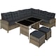 image 1 of 8 Seater Garden Furniture Set Barletta with Cushions, Footstools and Table | Brown | nature/dark grey | 1