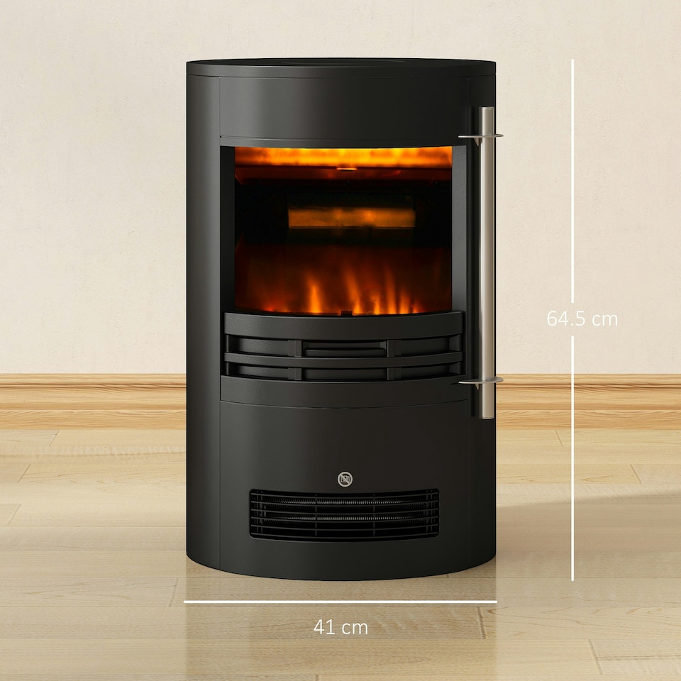 image 1 of HOMCOM Fireplace Electric Heater Stove w/ Thermostat Control Black Freestanding