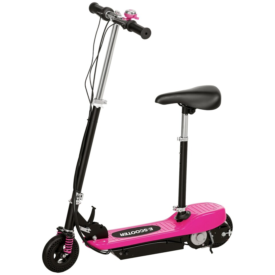image 1 of HOMCOM Folding Ride on Powered Scooter w/ Warning Bell for Age 6-14 Years, Pink