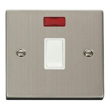 SE HOME Stainless Steel 1 Gang 20A DP Switch With Neon White | Stainless Steel