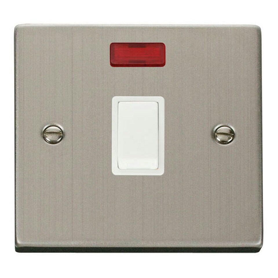 SE HOME Stainless Steel 1 Gang 20A DP Switch With Neon White | Stainless Steel