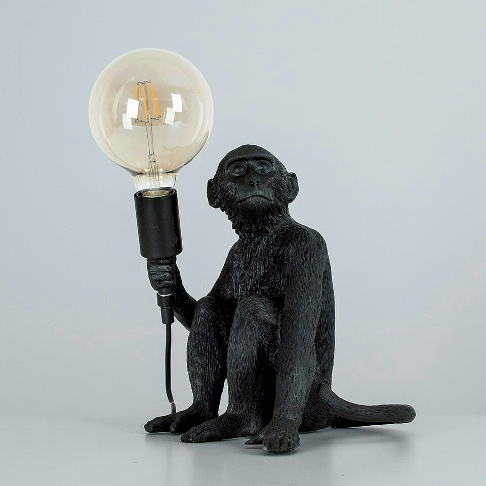 image 1 of ValueLights Monkey Animal Quirky Modern Black Table Lamp