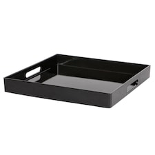 Argon Tableware 3x Serving Trays - 33cm - Square Tray Metallic Decorative Breakfast Tray Melamine Food Tray | Black | Black | One Size | 3