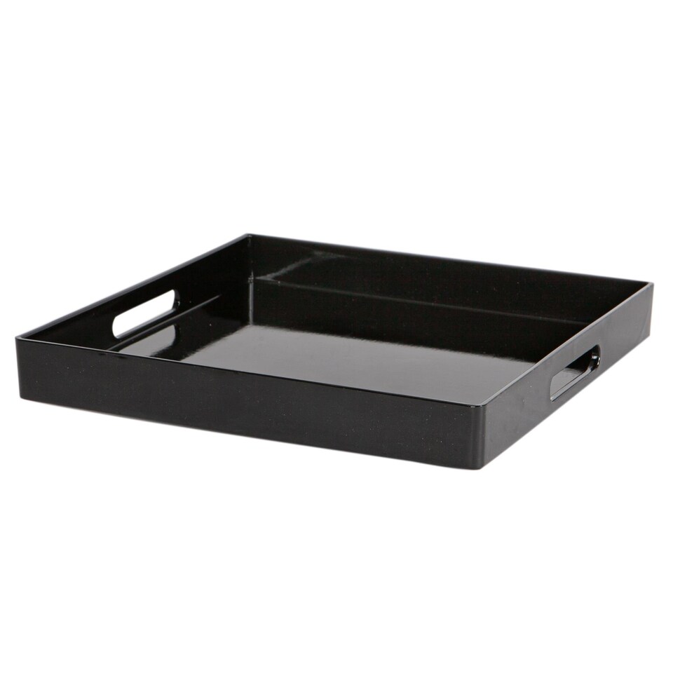 image 1 of Argon Tableware 3x Serving Trays - 33cm - Square Tray Metallic Decorative Breakfast Tray Melamine Food Tray | Black | Black | One Size | 3
