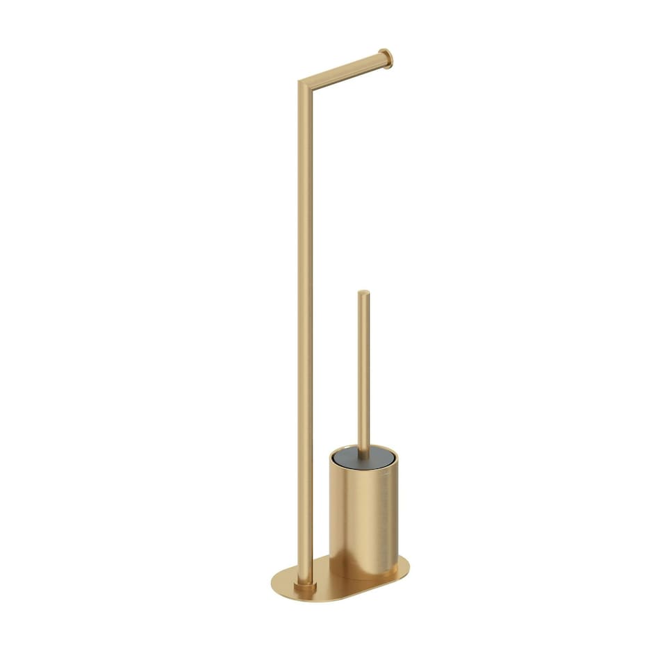 image 1 of Cosmic Toilet Brush Paper Holder Round with Durable Metal for Bathroom, Gold