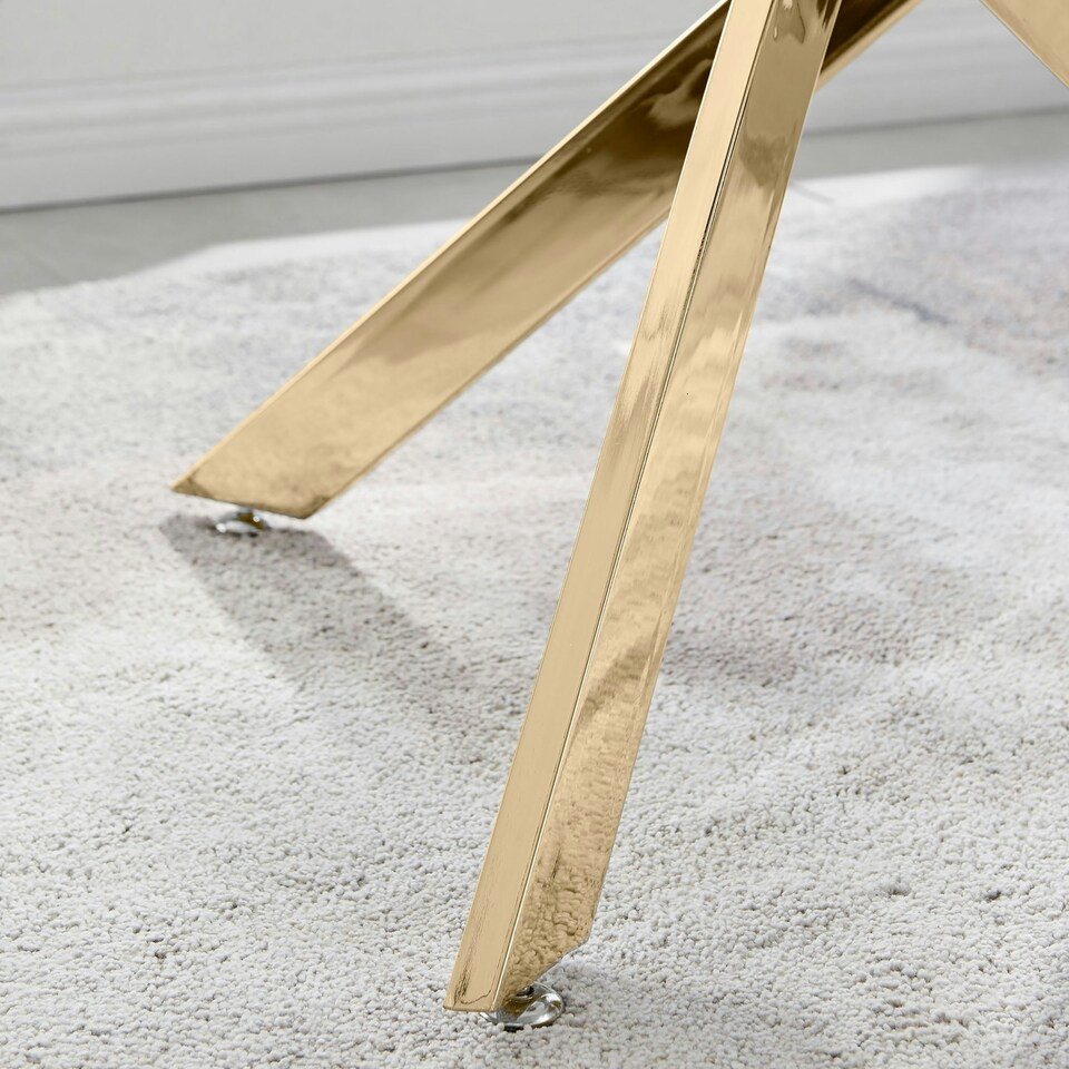 image 1 of Furniturebox Leonardo Glass and Gold Leg Modern 4 Seat Dining Table