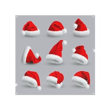 Collection Of Red Santa Claus Hats Dining Splash Back | White