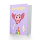 image 2 of Kawaii Cute Flying Pink Owl Kids Child Birthday Card