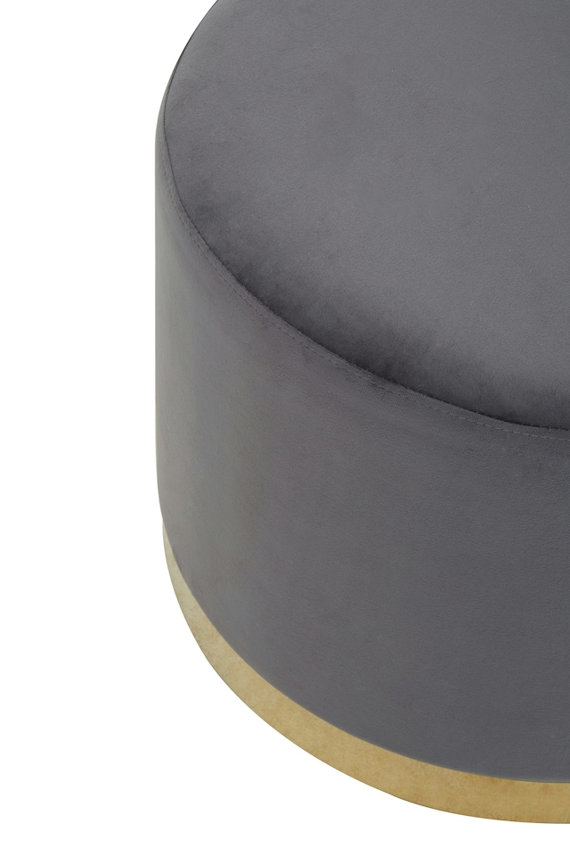 image 1 of Orsina Grey and Gold Round Footstool, Velvet Ottoman Footstool with Gold Base, Pouffe Footstool for Home