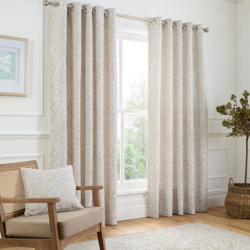 image 1 of Curtina Marple Eyelet Curtains Natural