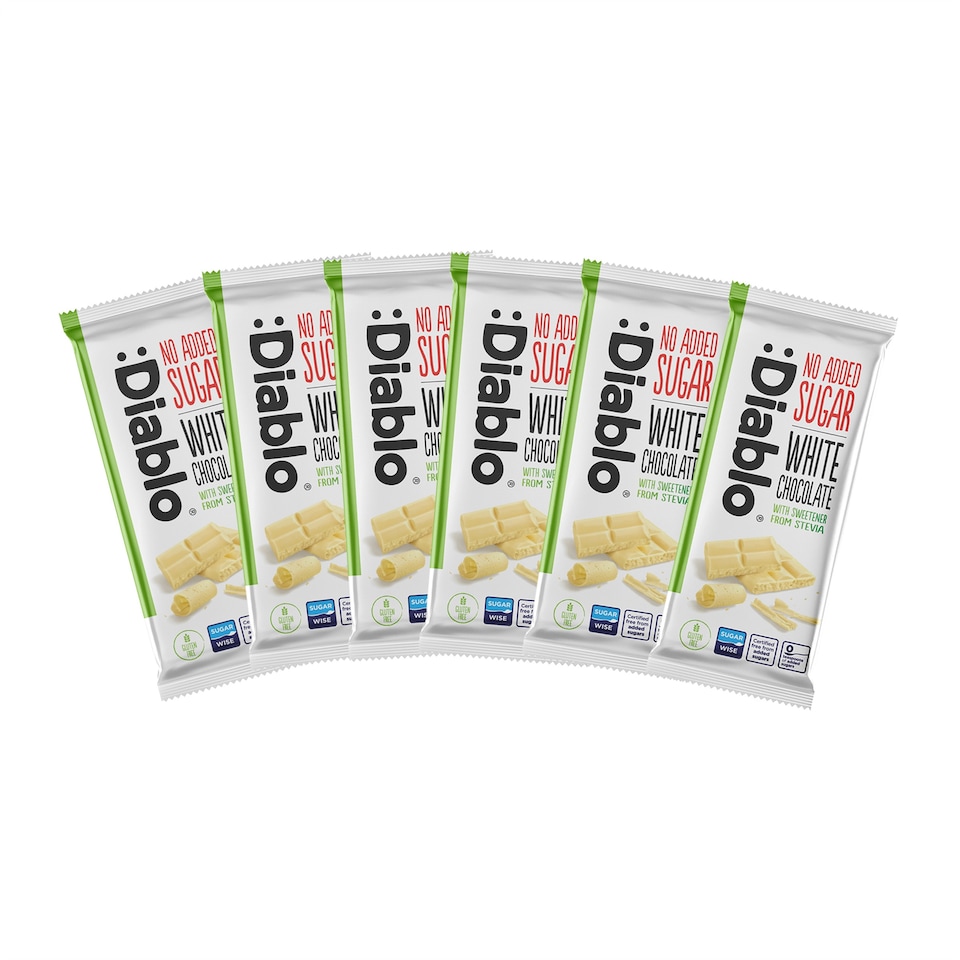 image 1 of Diablo No Added Sugar White Chocolate Bar 75g 6 Pack