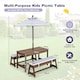 image 2 of COSTWAY 4 PCS Wooden Kids Picnic Table Bench Children Outdoor Activity Desk-Grey