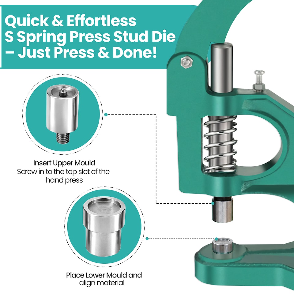 image 1 of 12.5mm S Spring Press Studs Dies for Universal Green Machine