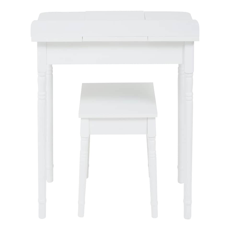 image 1 of Premier Kids Childrens Dressing Table and Chair, Crisp White Dressing Table with Mirror, Body Posture Vanity Chair
