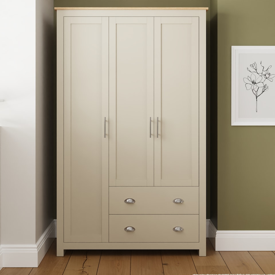 image 1 of Lancaster 3 Door 2 Drawer Wardrobe | Cream | Cream