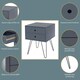image 3 of Options Telford 2 Drawer Bedside Cabinet - Contemporary Painted Nightstand with Metal Hairpin Legs | Blue | Blue | One Size | 1