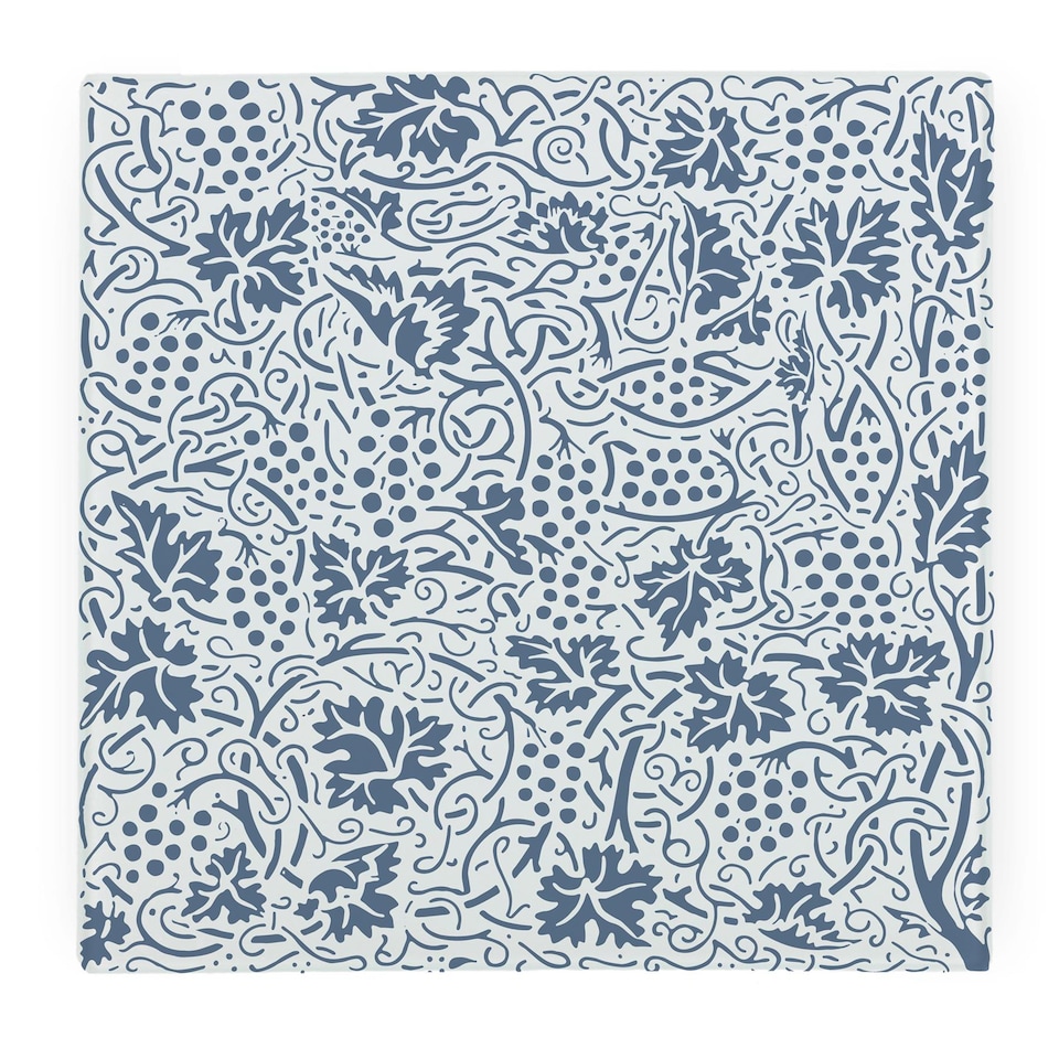image 1 of Blue Oak Leaves & Berries Large Square Worktop Protector - Smooth Glass Chopping Board