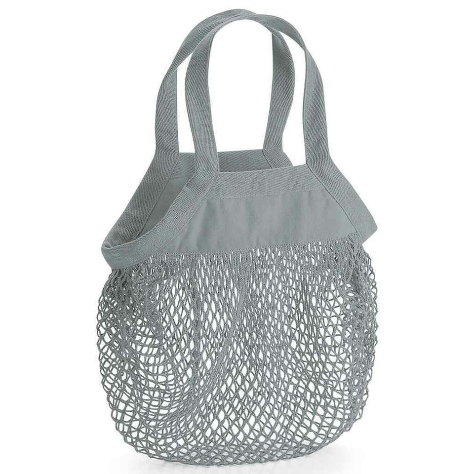 Westford Mill Mini Mesh Organic Cotton Grocery Bag - Pure Grey - One Size Grey