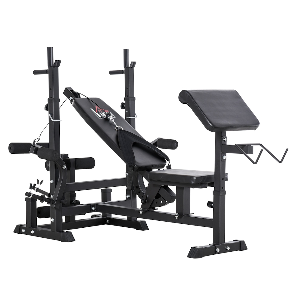 image 1 of HOMCOM Multi-Exercise Full-Body Weight Bench with Bench Press & Leg Extension