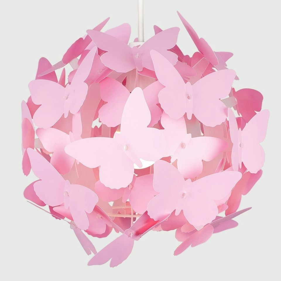 image 1 of ValueLights Modern Bright Pink Butterfly Girl's Ceiling Pendant Lamp Shade