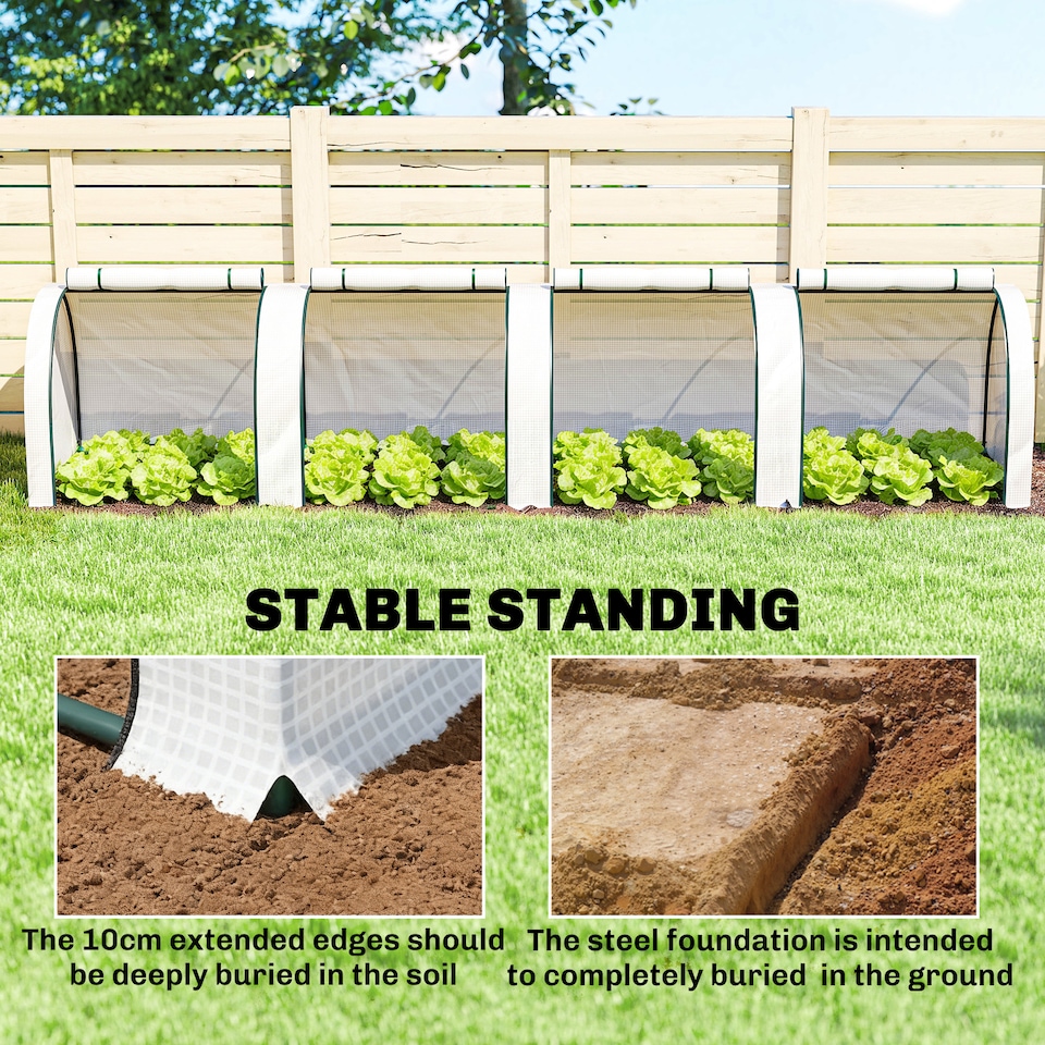image 1 of Outsunny Tunnel Greenhouse Steel Frame for Garden w/ Zipper Doors