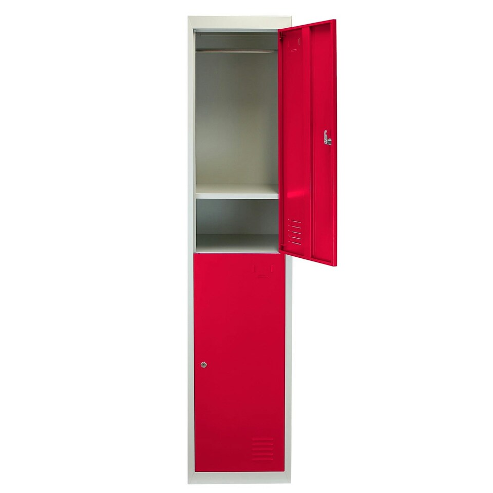 image 1 of Metal Storage Lockers - Two Doors, Flatpacked, Red Red