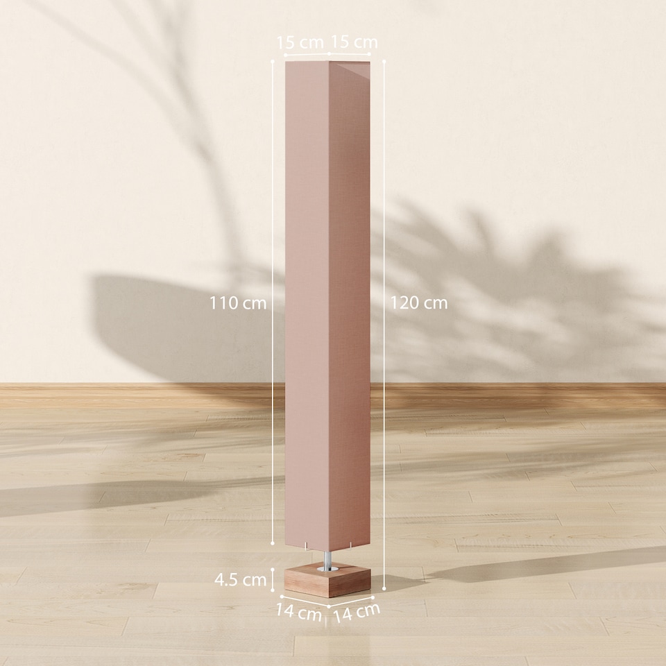 image 1 of HOMCOM Floor Lamp, 120cm Standing Lamp with Linen Lampshade, Standard Light with Pine Wood Base for Living Room, Bedroom (Bulbs Not Included)