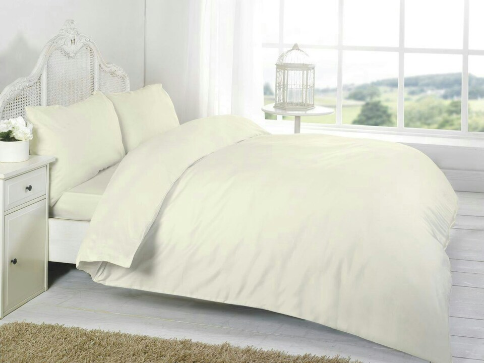 image 1 of Egyptian Cotton 16" Fitted Sheet 200 Thread Count Light - Cream - Double