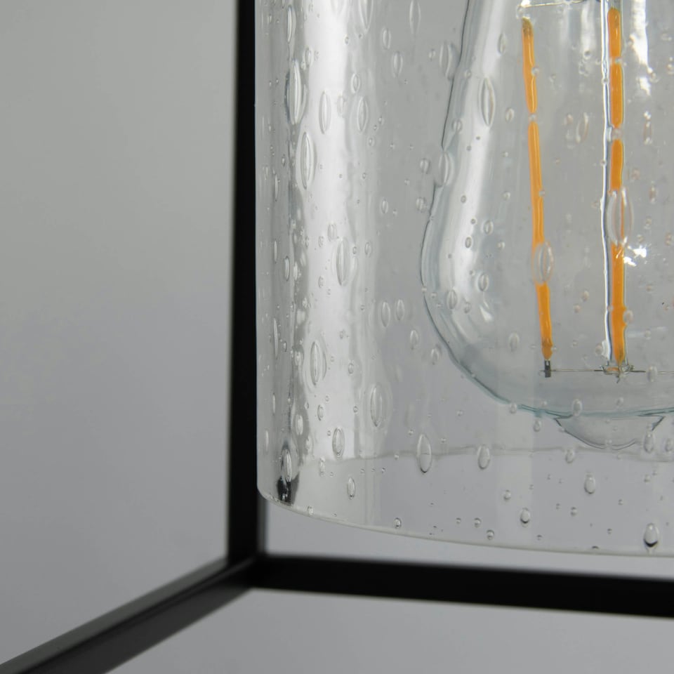 image 1 of BHS Hardy Cage Ceiling Pendant with Bubble Glass Shade | Black | Matte Black | 1