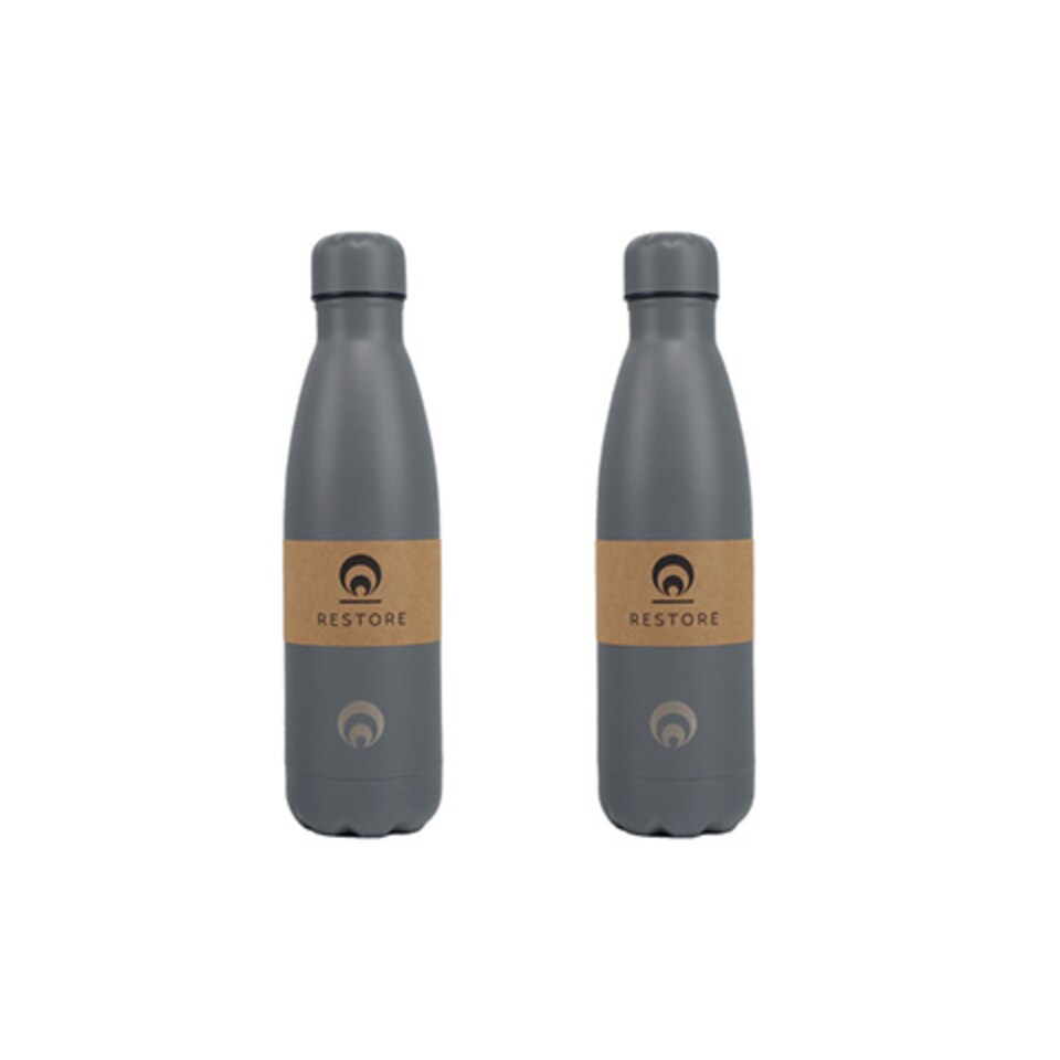 image 1 of Restore Roam Stainless Steel Insulated Thermal Bottle 500ml Grey 2 Pack