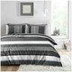 image 1 of VELVETIO Francis Stripe Complete Duvet Cover Set with Fitted Sheet Soft Polycotton Bedding Sets Grey | Single