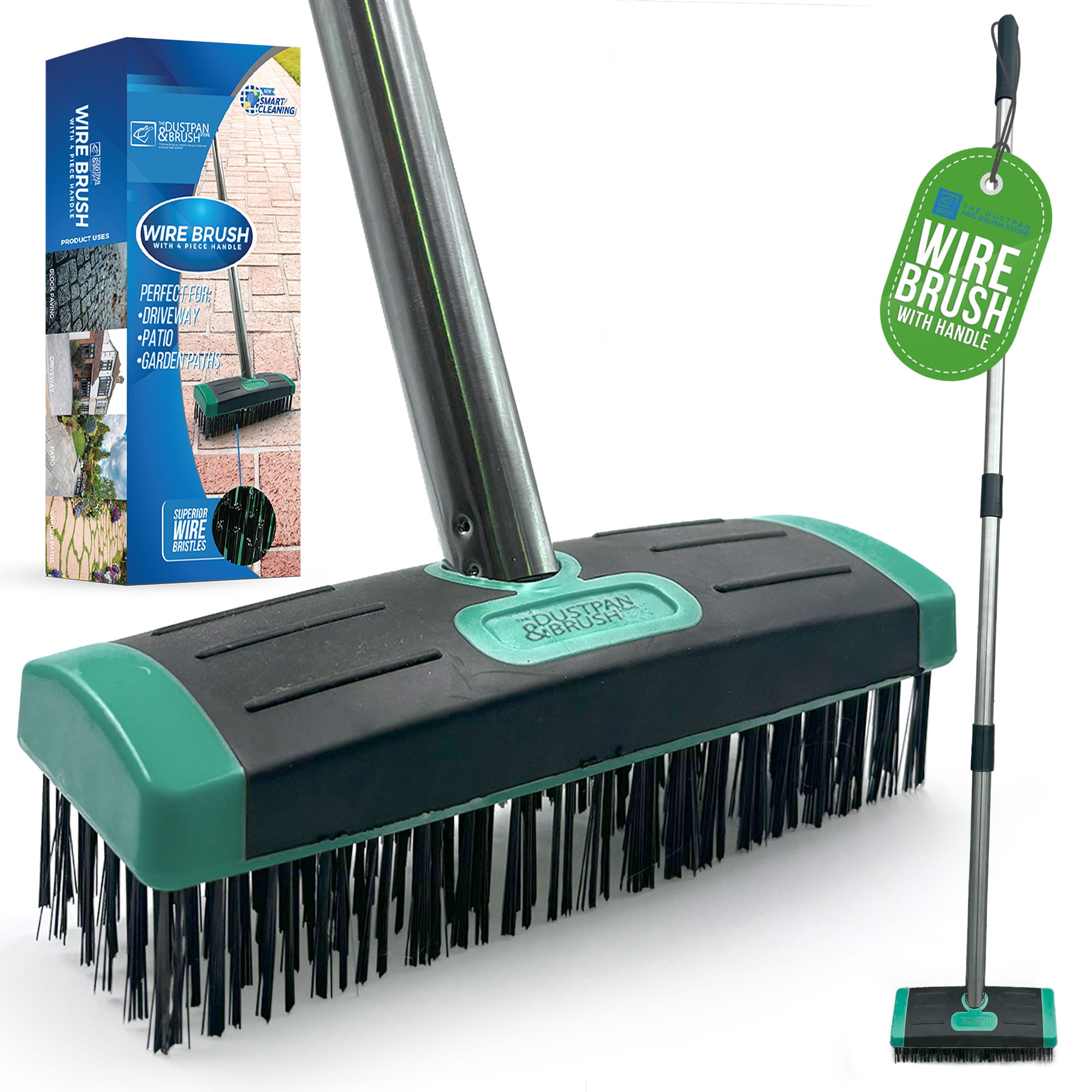 Long Handled Wire Moss and Weed Brush Heavy Duty Patio Scrubber