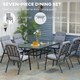 image 3 of Outsunny 7 Pieces Garden Dining Set, Outdoor Rectangular Dining Table and 6 Cushioned Armchairs, Tempered Glass Top Table w Umbrella Hole, Texteline Seats, Grey