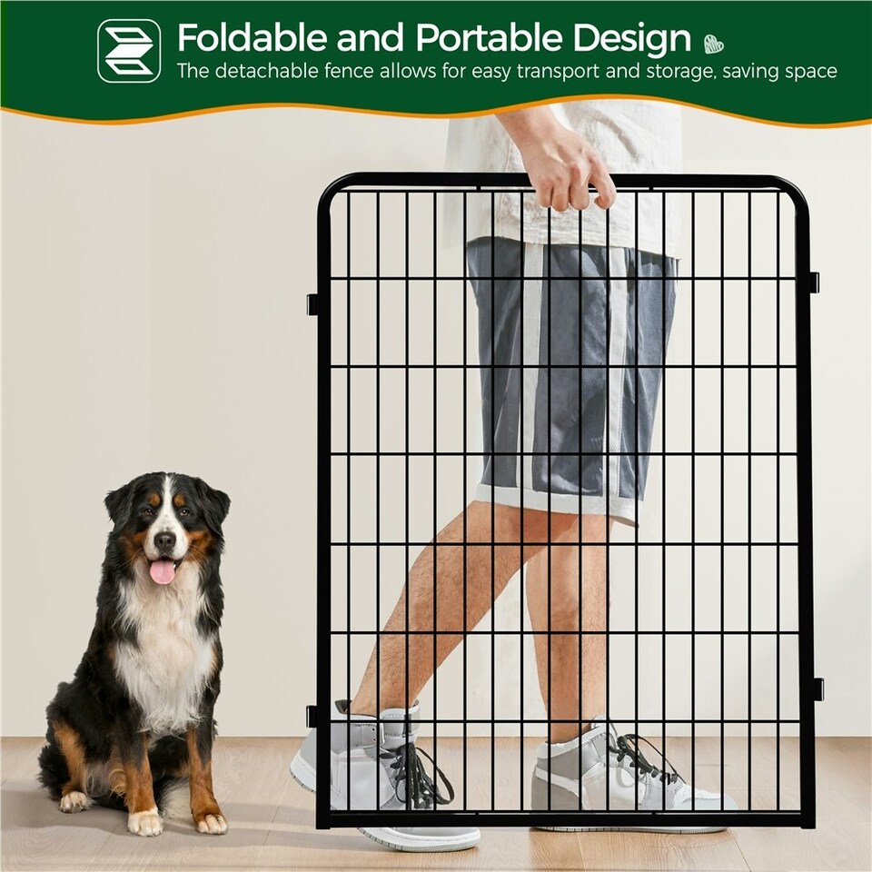 image 1 of Yaheetech 8-Panel Metal Dog Playpen, 68 × 100 cm Black