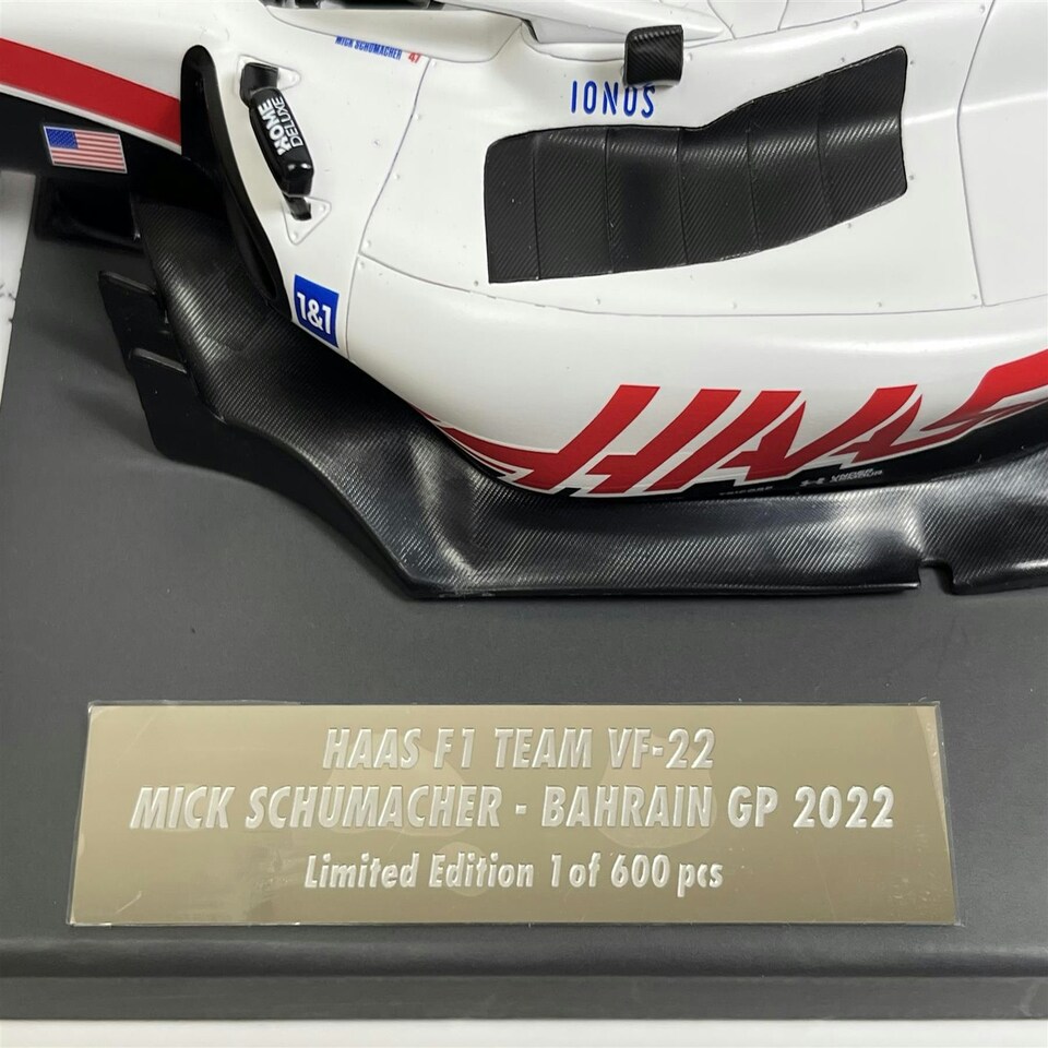 image 1 of Mick Schumacher Hass F1 Bahrain GP 2022 1:18 Scale Minichamps 117220147