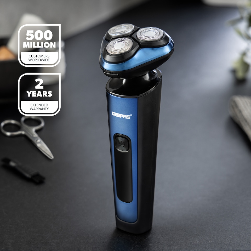 image 1 of GEEPAS Wet And Dry Rotary Electric Shaver IPX6 Rechargeable