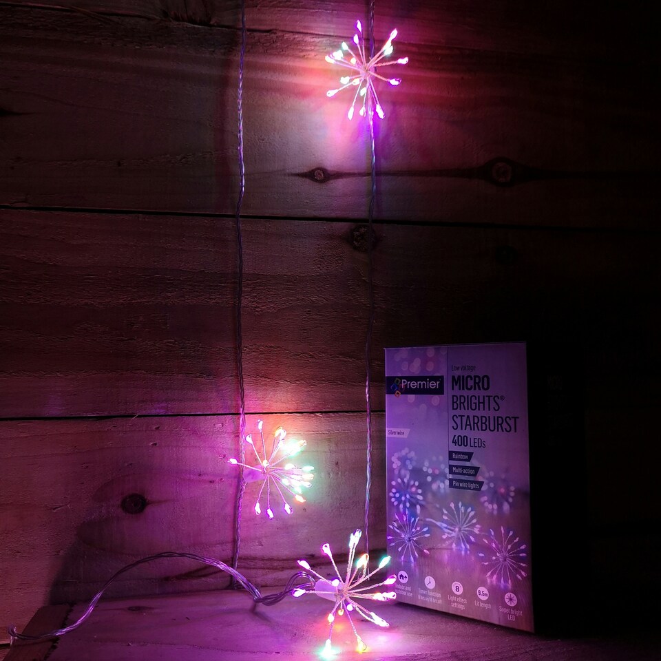 image 1 of Premier Micro Brights Rainbow Starburst 400 Multi Action Christmas LEDs with Timer
