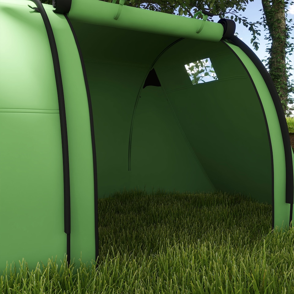 image 1 of Outsunny 2 Room Camping Family Tent for 3-4 Man, 3000mm Waterproof, Green