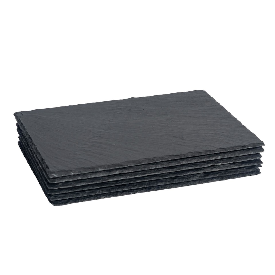image 1 of Argon Tableware Rectangle Slate Placemats - 30 x 20cm - Pack of 6 | Black | Natural