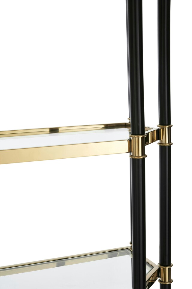 image 1 of Interiors by Premier 5-Tier Shelf Unit, Modern Storage Solution, Gold Shelf Unit, Gold and Glass Shelving Unit, Gold Shelf Unit | Gold