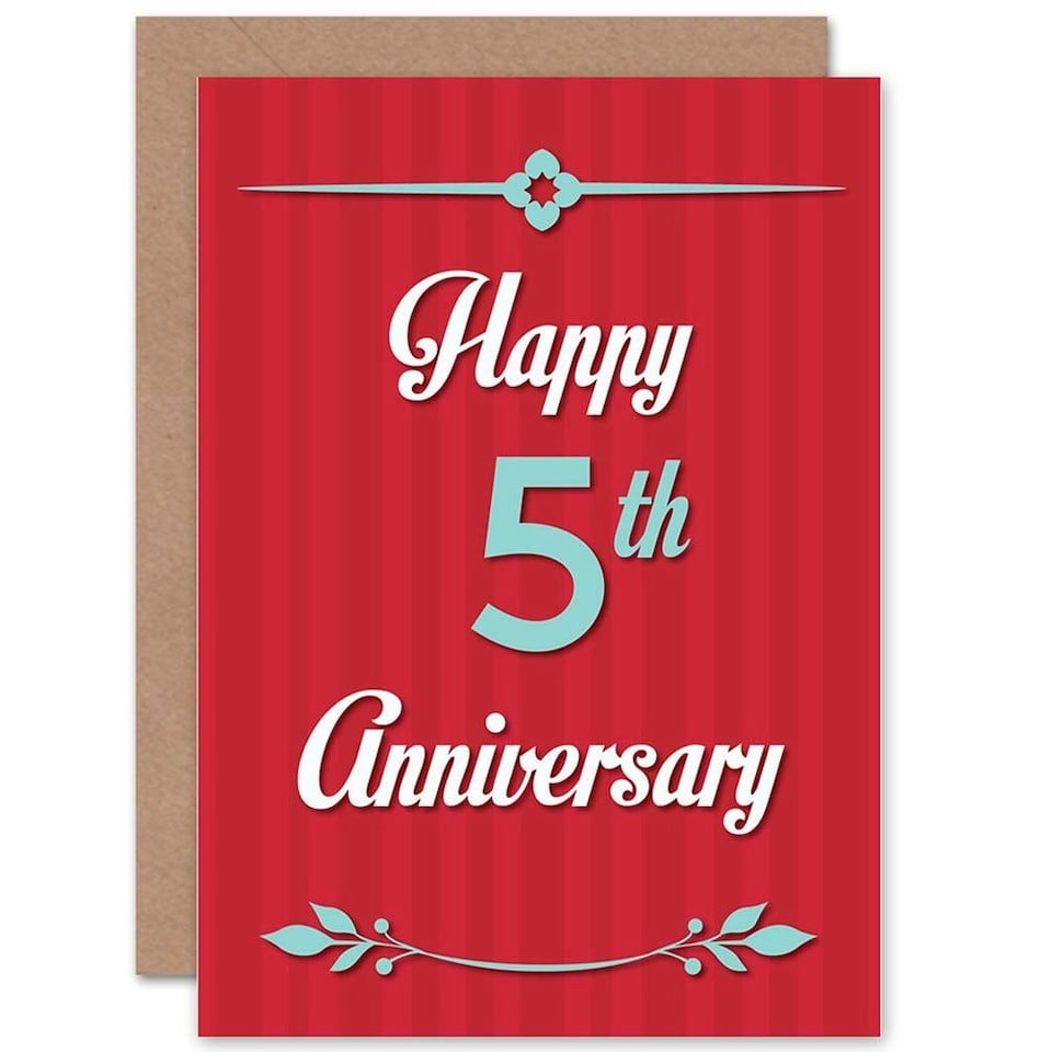 image 1 of Happy 5th Fifth For Wife Husband Anniversary Card