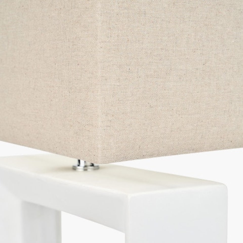 image 1 of Block White Ceramic Rectangular Table Lamp Cream | White