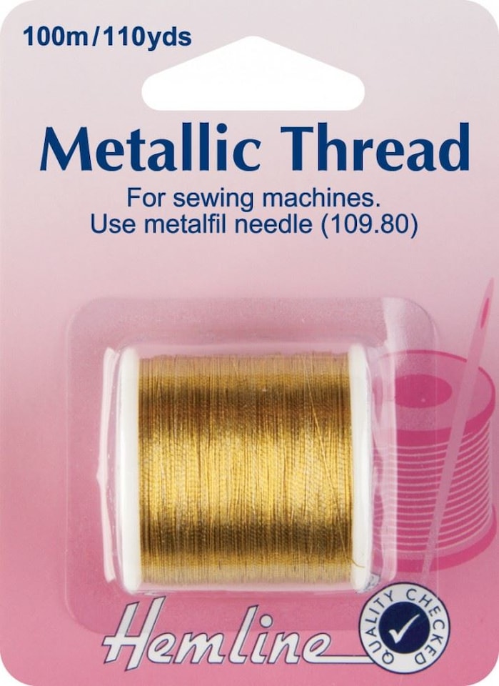 Hemline Gold Metallic Sewing Thread, 10m per ball - each
