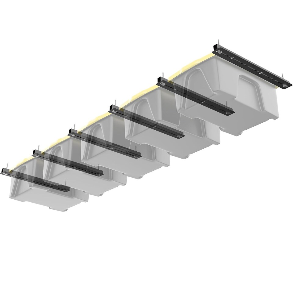 image 1 of Gr8 Home Overhead 6 Pcs Storage Utility Bin Rack Brackets Garage Ceiling Rail Organiser