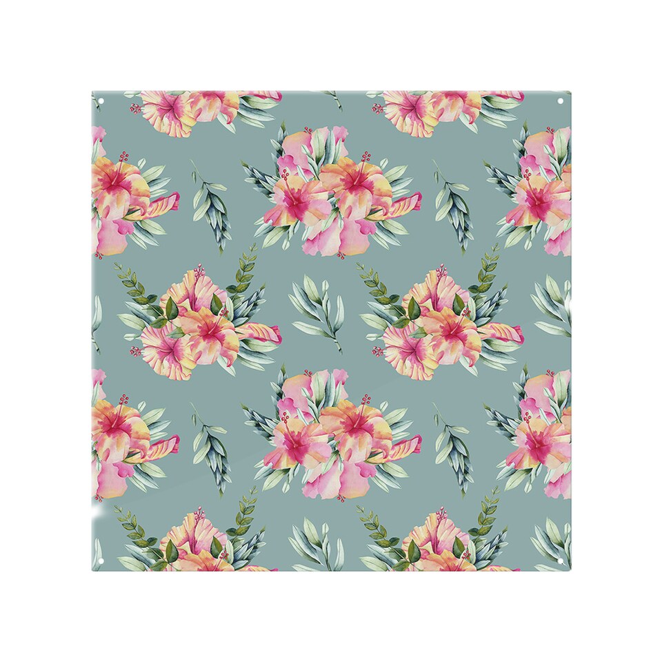 image 1 of Pink Flowers Splash Back | White