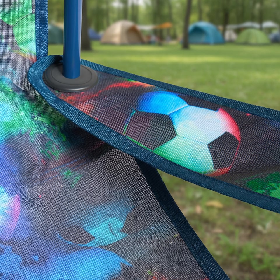 image 1 of OHS Kids Football Camping Chair Folding Garden Outdoor Picnic Seat | Multi | Neon